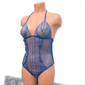 Victoria's Secret Teddy Out of Print Rare Fishnet One Piece NWT Medium